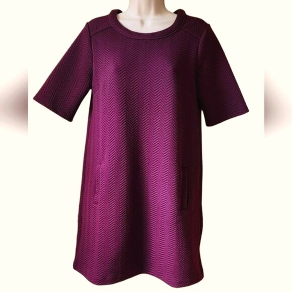 Halogen Dress‎ Mod Sweater Sweatshirt Short Chevron Embroidered Quilted Purple M - Picture 2 of 10